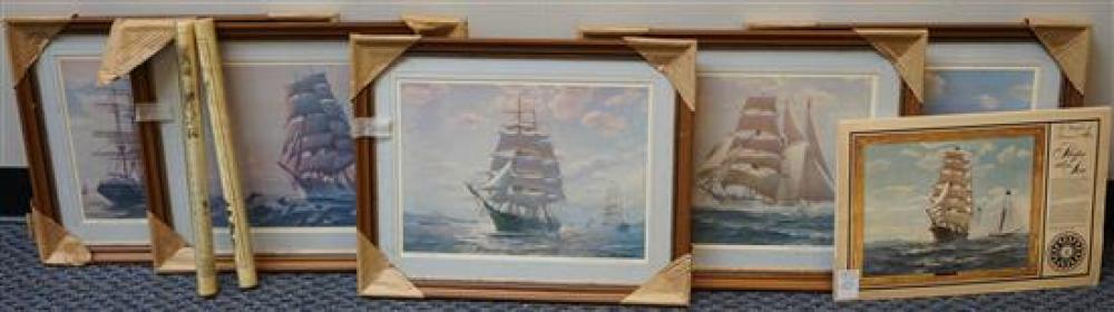 FIVE FRAMED PRINTS OF TALL MASTED 31fbb4