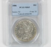 1886 Morgan Dollar $1 PCGS MS63 Silver