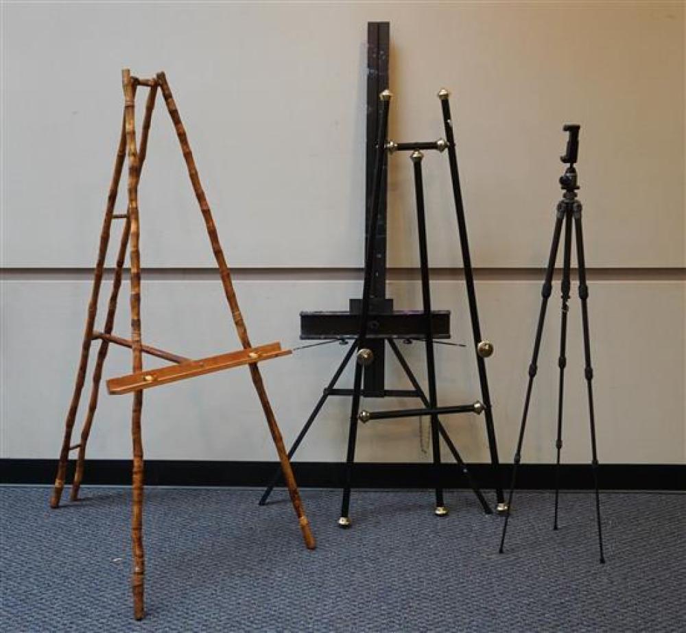 FOUR BLACK METAL PAINTING EASELS  320011
