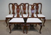 SIX QUEEN ANNE STYLE CHERRY DINING CHAIRS