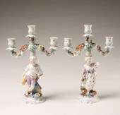 Pair German porcelain figural candelabra  5005e