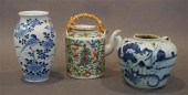 CHINESE BLUE AND WHITE WINE POT, A FAMILLE