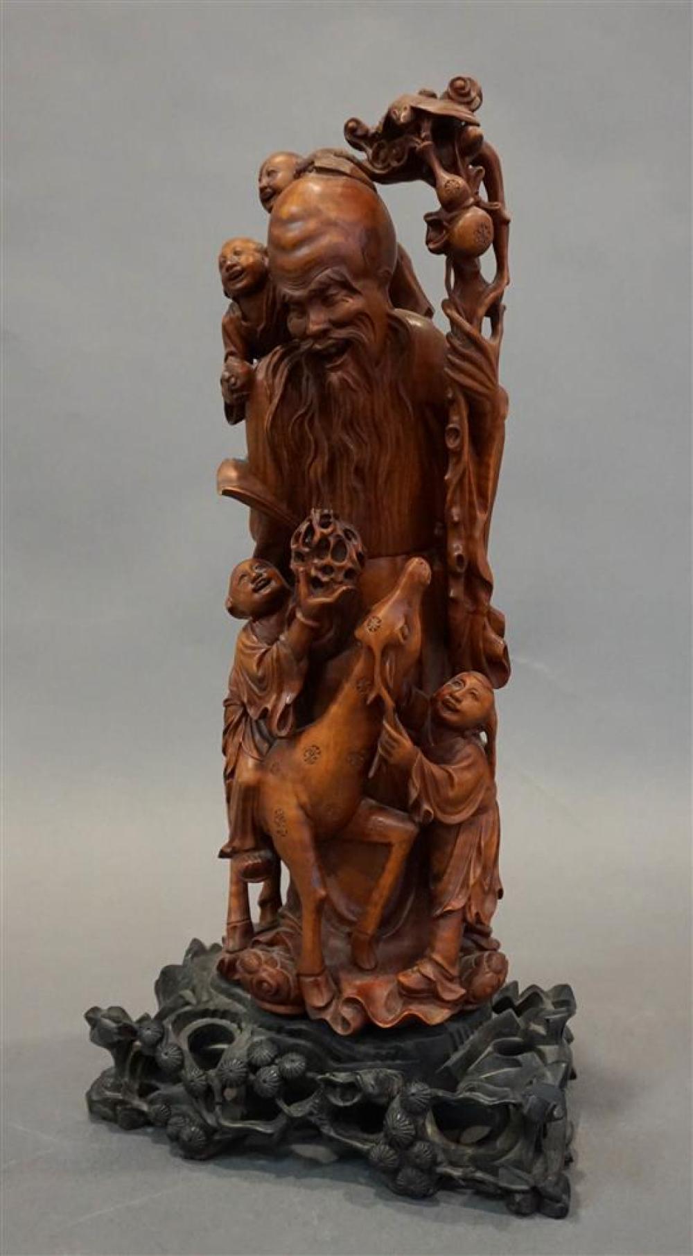 CHINESE CARVED WOOD FIGURAL GROUP 320670