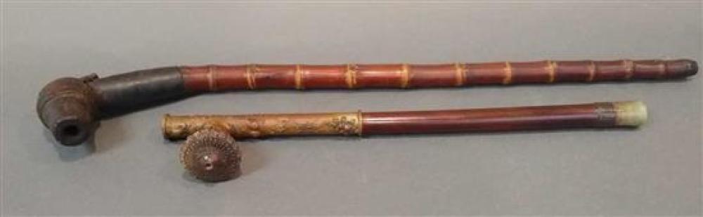 TWO SOUTH EAST ASIAN OPIUM PIPES  320b58