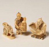 Japanese carved ivory netsukes; artist,