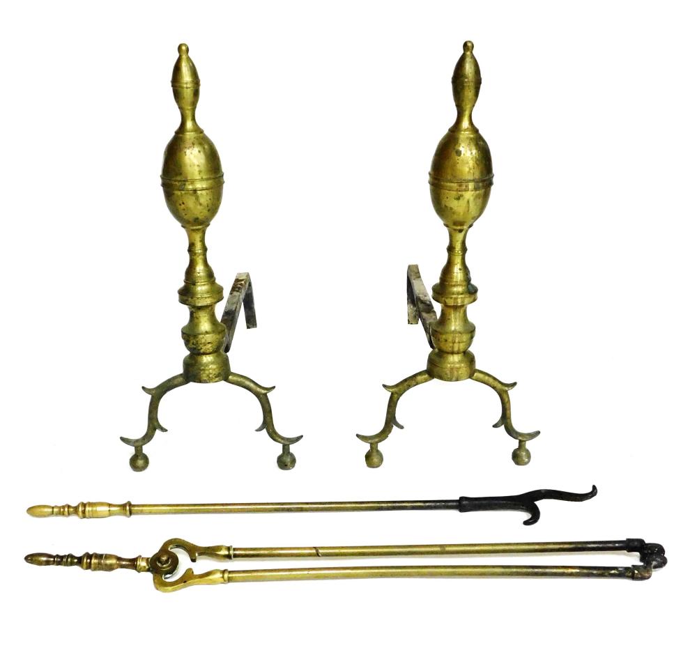 FOUR BRASS FIREPLACE ACCESSORIES  31e5ab
