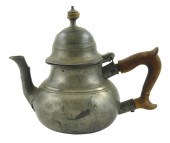 AMERICAN PEWTER TEAPOT ATTRIBUTED TO