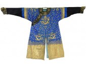ASIAN CHINESE BLUE SILK EMBROIDERED 31e872