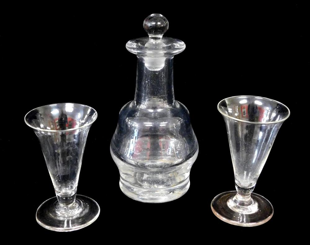 GLASS THREE PIECES OF EARLY BLOWN 31ea3b