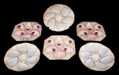 SIX PORCELAIN OYSTER PLATES, CONTINENTAL,