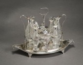 GEORGE III SILVER CRUET STAND WITH EIGHT
