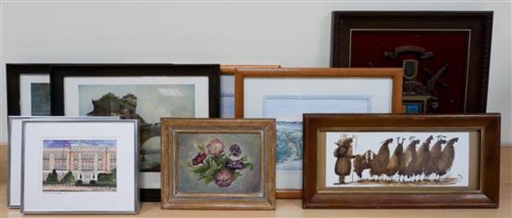 EIGHT FRAMED WORKS OF ART AND A 31f2d5