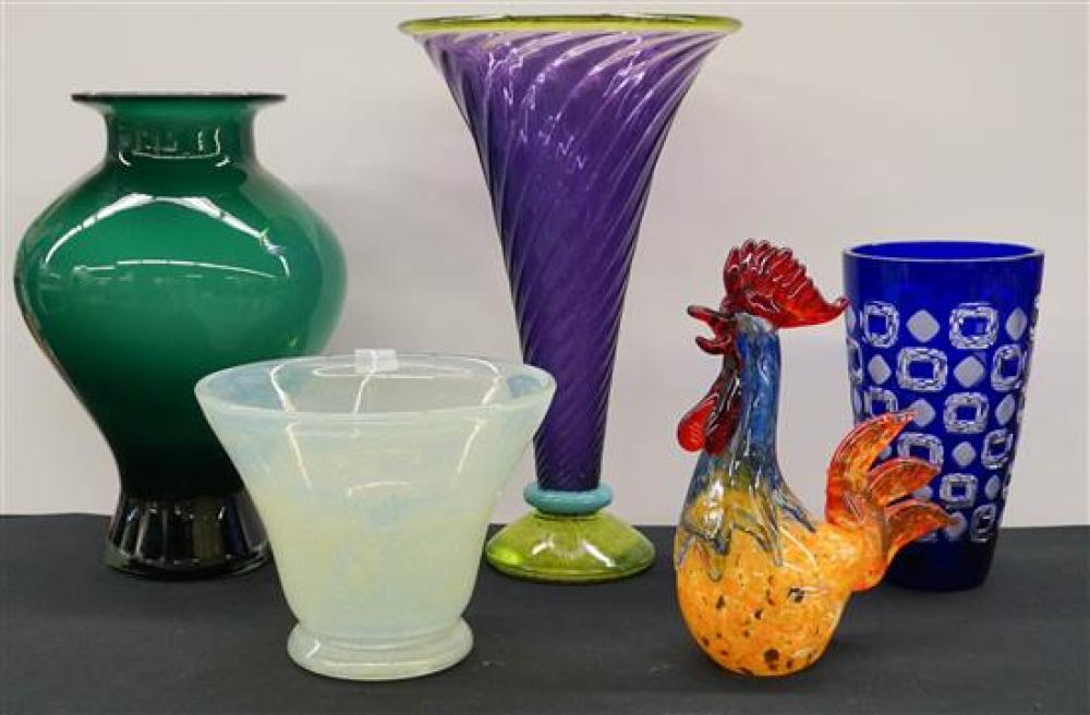 FOUR CONTEMPORARY GLASS VASES AND 31f310