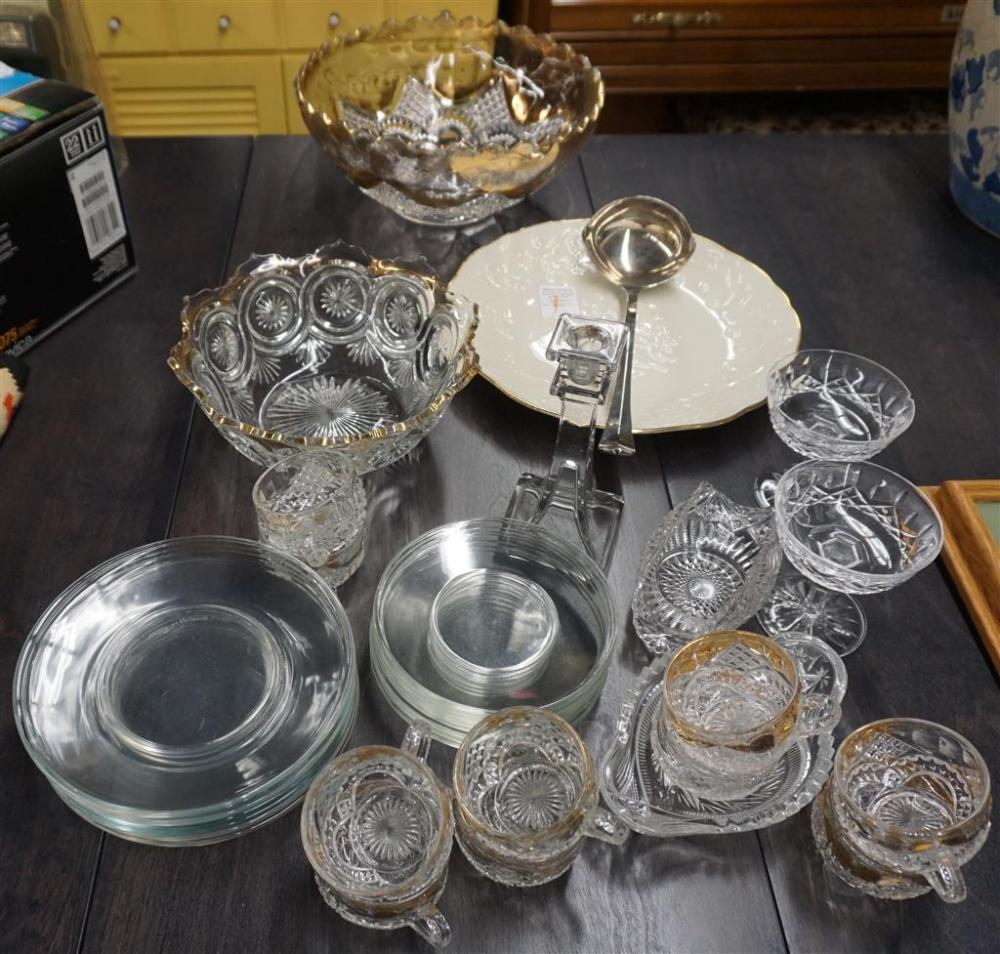 TWO GLASS PUNCH BOWLS TEN CUPS  321d04