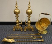 PAIR FEDERAL STYLE BRASS ANDIRONS  321d66
