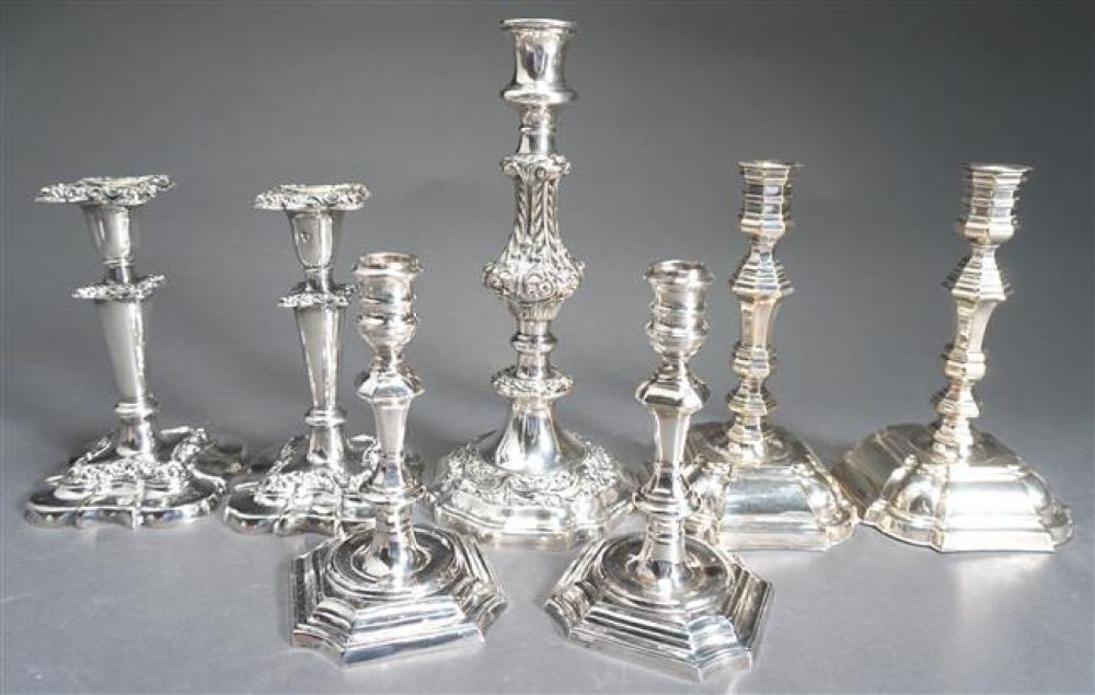 THREE PAIRS OF SILVER PLATE CANDLESTICKS 3227ac