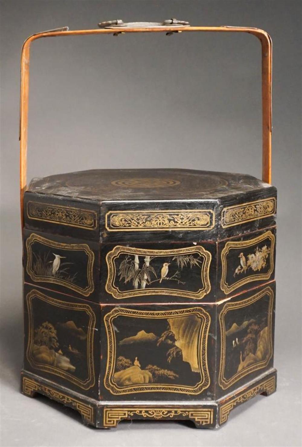 CHINESE GILT DECORATED BLACK LACQUER 322899