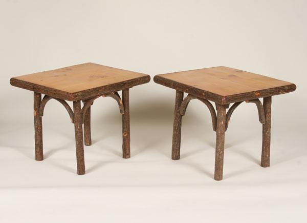 Pair Adirondack Hickory side/end tables.