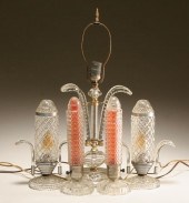 Glass Art Deco lights; one pair molded