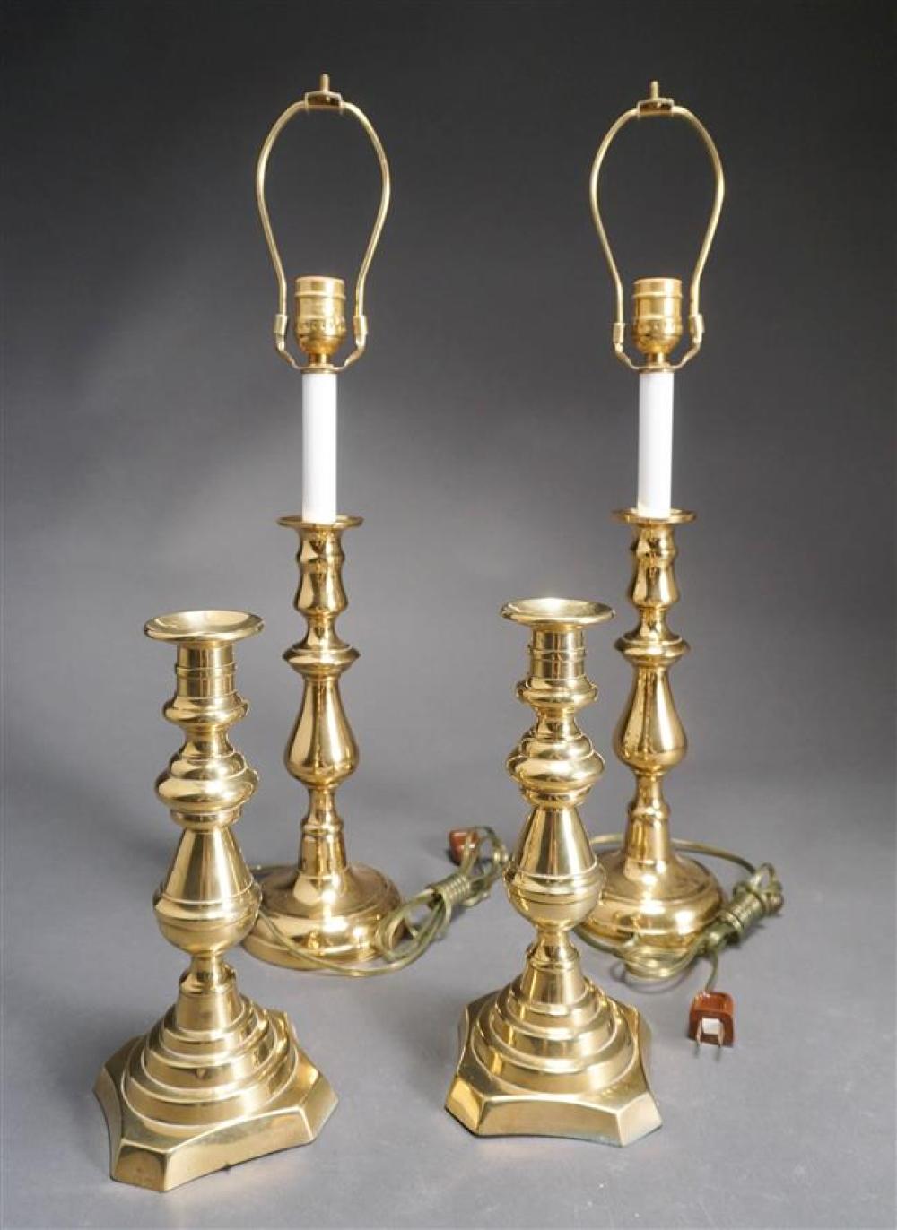 TWO PAIRS BRASS CANDLESTICKS ONE 323021