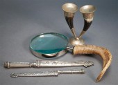 TWO SILVERED METAL DAGGERS, A TWO LIGHT