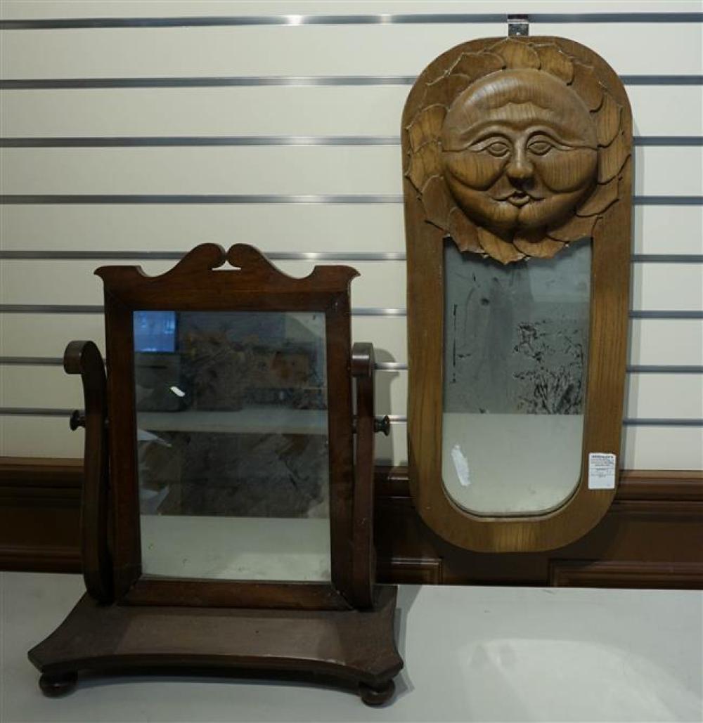 CARVED WALNUT FRAME MIRROR AND 3232ad
