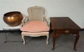 LOUIS XV STYLE PAINTED FRUITWOOD ARMCHAIR,