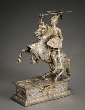 GERMAN JEWELED PARTIAL GILT SILVER EQUESTRIAN
