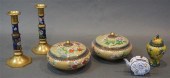 FIVE CHINESE CLOISONNE TABLE ARTICLES
