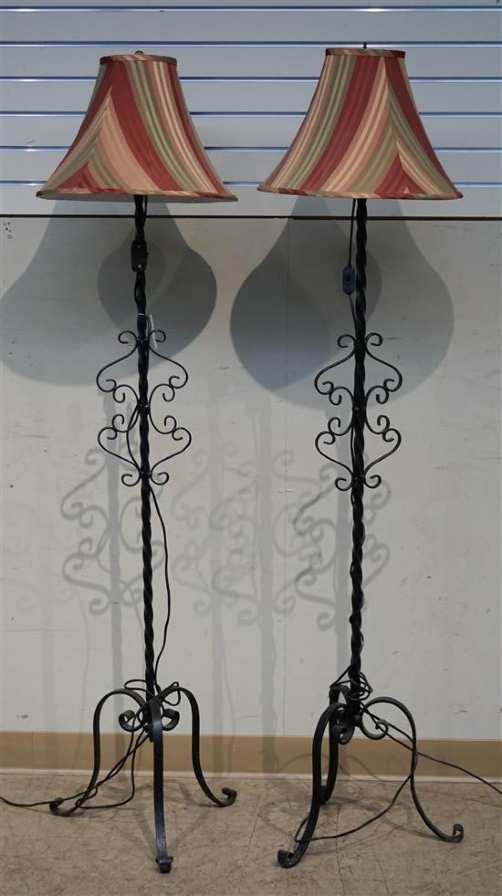 PAIR BLACK WROUGHT IRON FLOOR LAMPS  320f2a