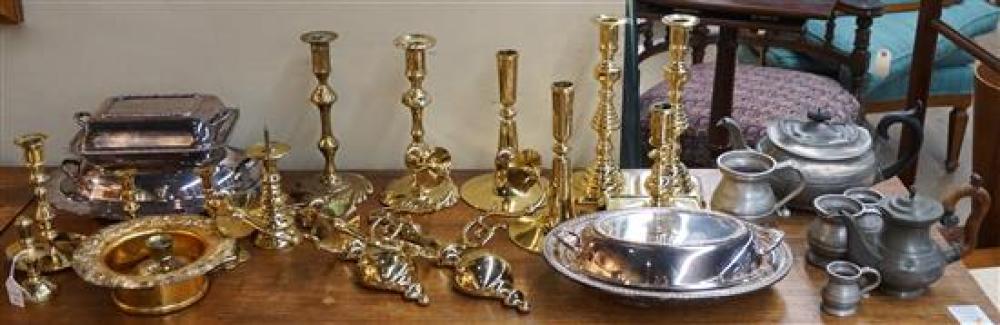 GROUP WITH BRASS CANDLESTICKS AND 320f52