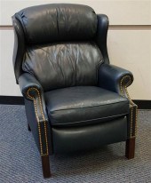 HANCOCK MOORE BLUE LEATHER UPHOLSTERED 321028