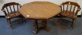 PINE AND FORMICA OCTAGONAL DINETTE TABLE