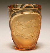 Deco style amber art glass vase attributed