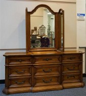 FRUITWOOD ARMOIRE, TRIPLE DRESSER WITH