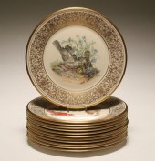 Twelve Lenox Boehm bird china plates;
