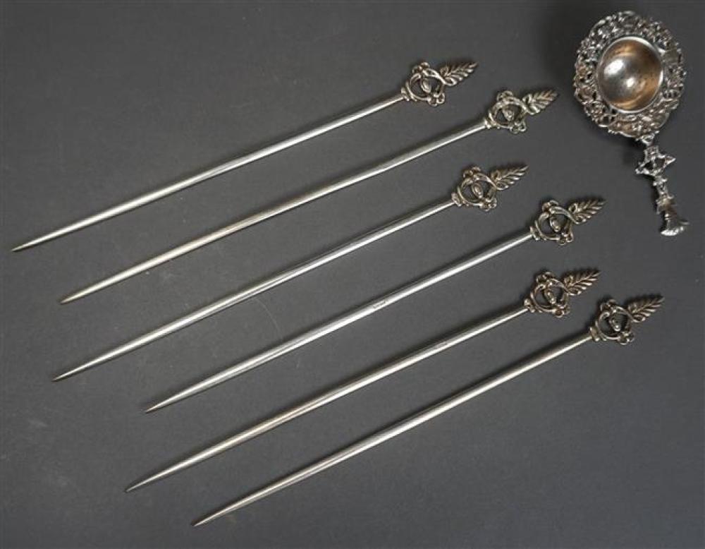 SIX EGYPTIAN SILVER SKEWERS 7 45 3243c1