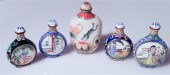 FIVE CHINESE BRASS AND ENAMEL SNUFF 3243f4