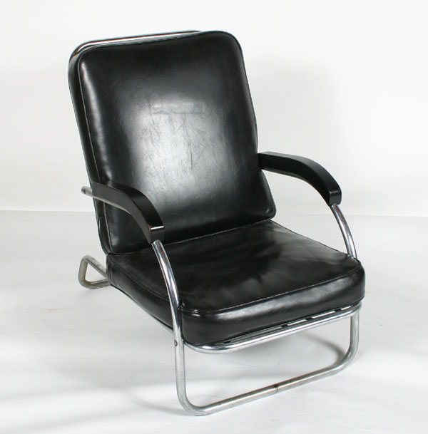 Modern chrome and leather arm chair  50875