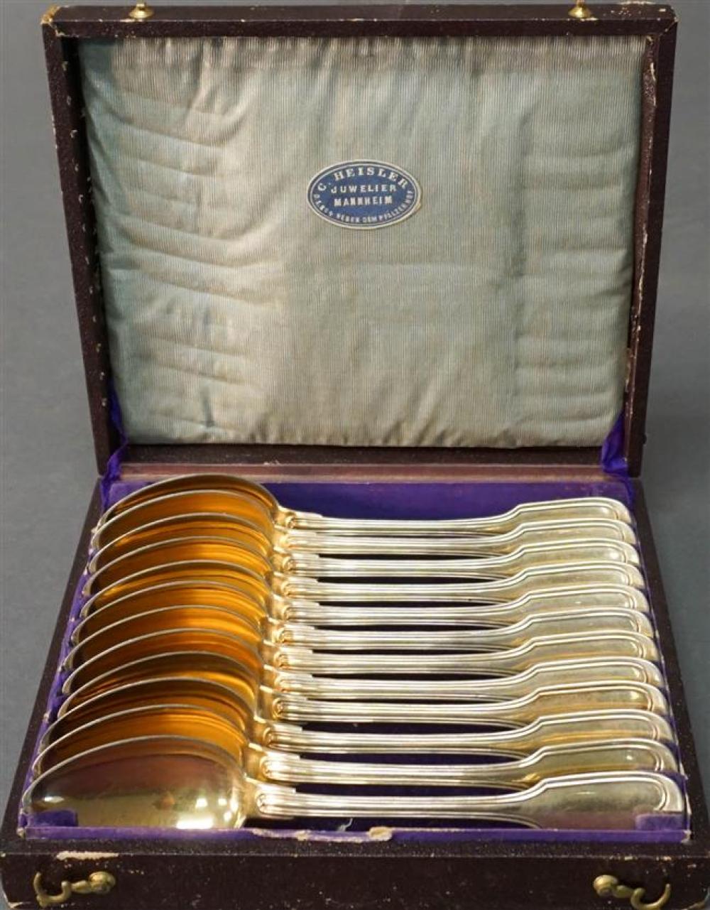 CASED SET WITH 12 GERMAN GILT SILVER 3254f3