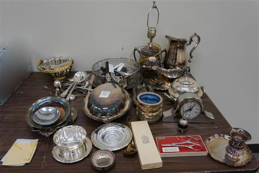 GROUP WITH SILVER PLATE TABLE AND 3257c9