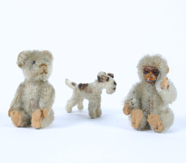 Lot miniature plush toys; terrier, jointed