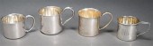 FOUR STERLING SILVER BABY CUPS, 6 OZFour