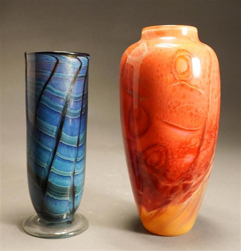 GEORGE O GRADY ART GLASS VASE AND 323551