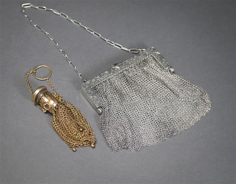 TWO STERLING SILVER MESH PURSES  323651