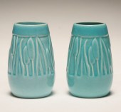 Pair Rookwood Cattail art pottery 505c9