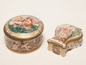 Two Capo di Monte lidded boxes  5069d