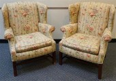 PAIR CHIPPENDALE STYLE UPHOLSTERED 324305