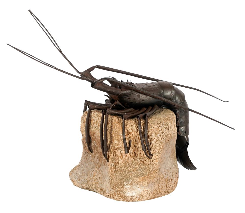 JAPANESE RETICULATED LOBSTER FIGUREpatinated 3275d9