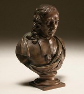French bronze philosopher bust. Engraved